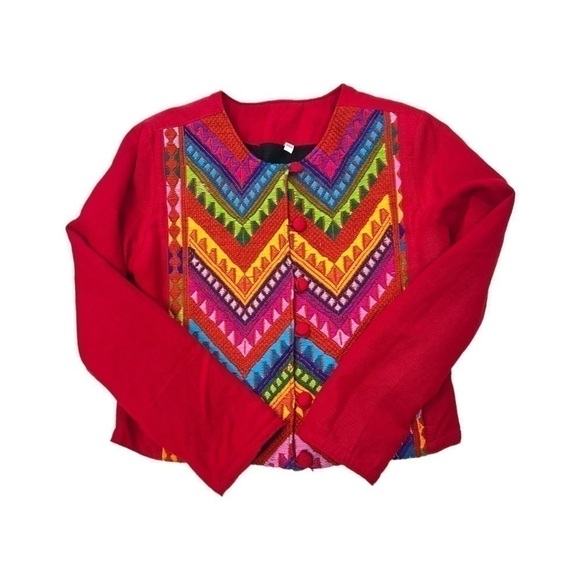 Embroidered Crewel Needlework Colorful Short Lined Jacket Vintage - Picture 4 of 16